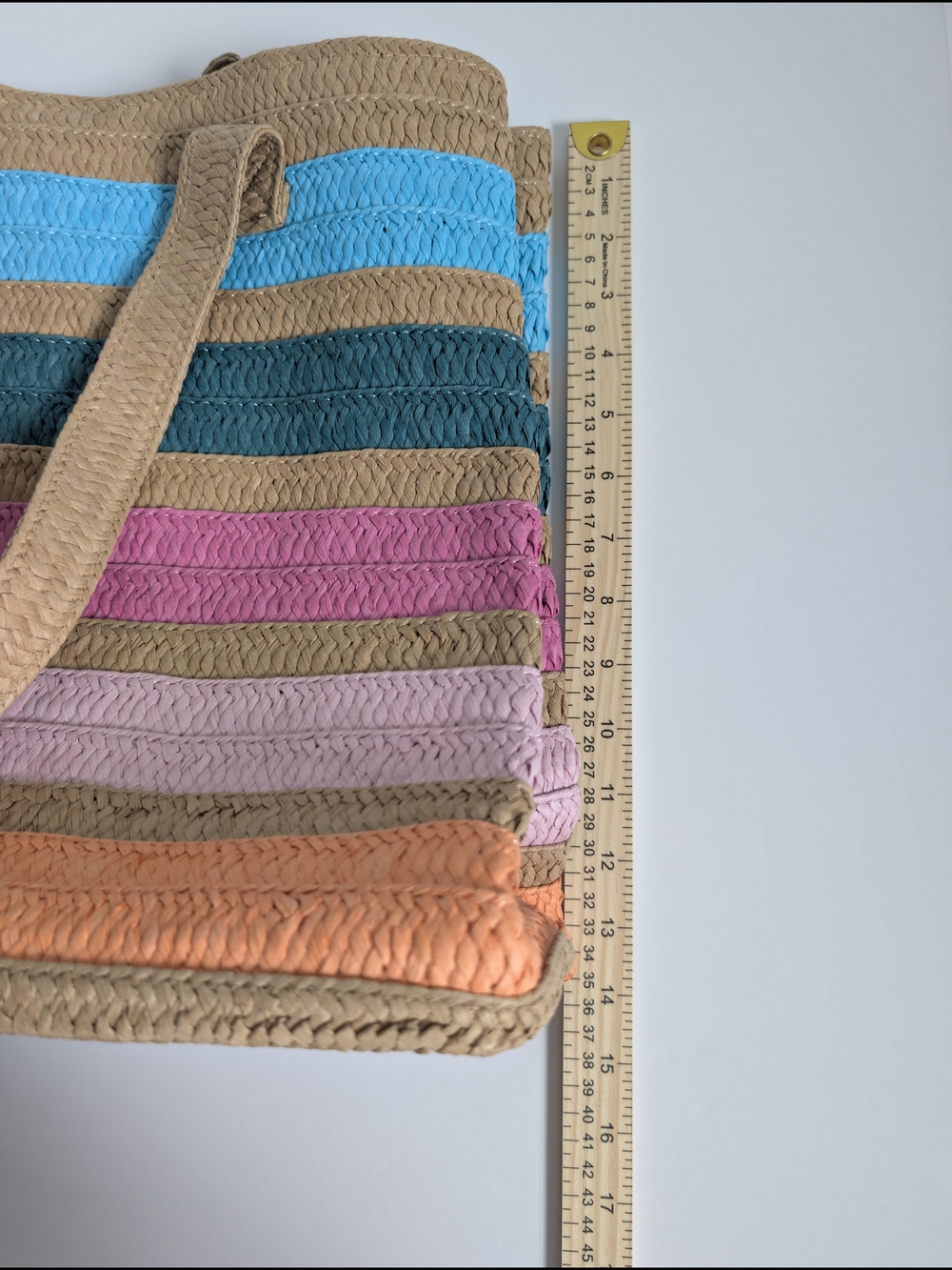 Live in Style Striped Multicolor Woven Beach Tote Bag - Picture 4 of 5